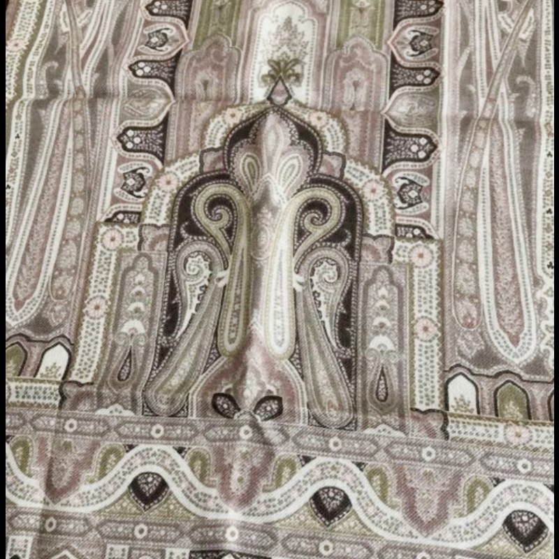 Etro 褐色巴洛克風格羊毛圍巾-4