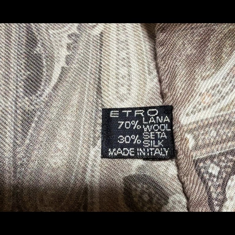 Etro 褐色巴洛克風格羊毛圍巾-9