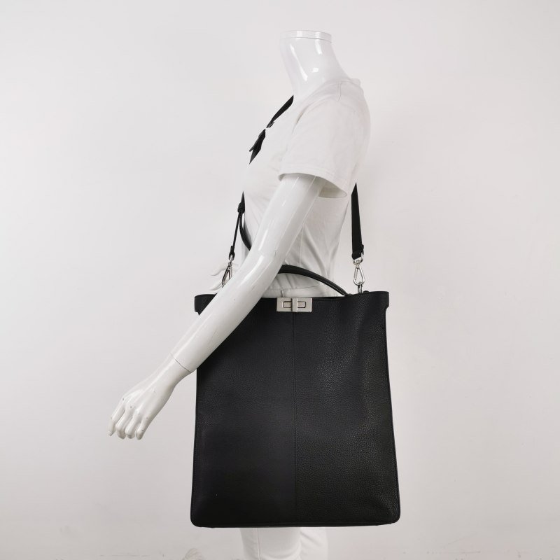 Fendi Peekaboo躲貓貓牛皮純色扭鎖子母包斜挎包單肩包-1