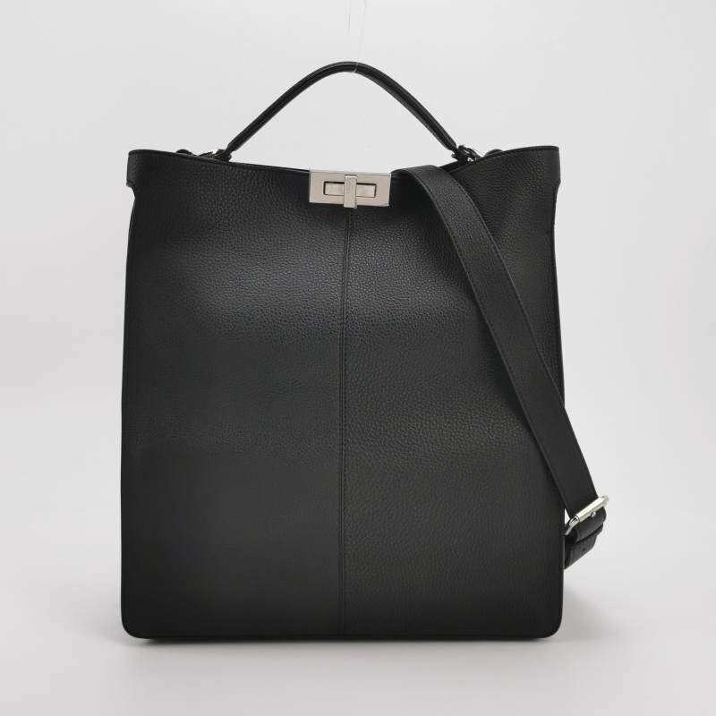 Fendi Peekaboo躲貓貓牛皮純色扭鎖子母包斜挎包單肩包-2