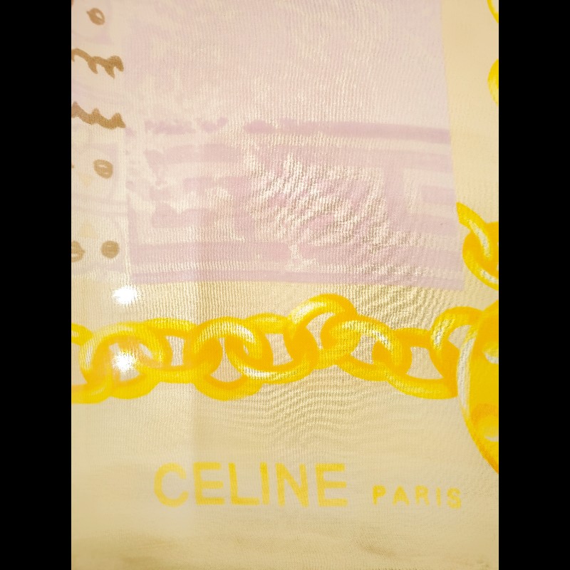 Celine 凱旋門鳥語花香淺紫色絲巾-3