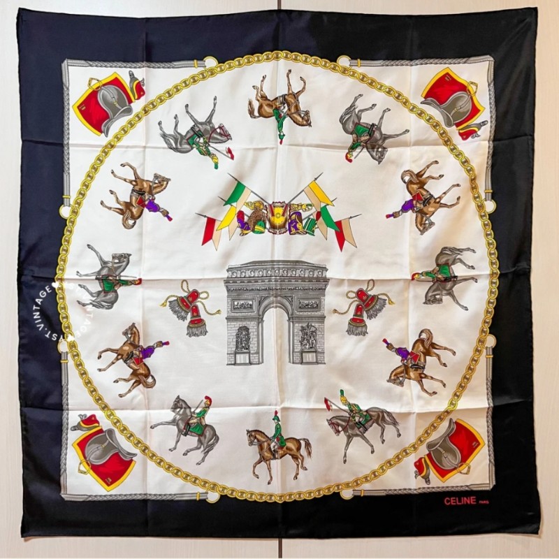 celine凱旋門騎士絲巾-5