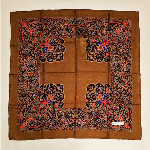 YSL 聖羅蘭巴洛克風褐色絲巾