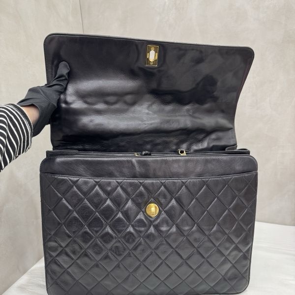 Chanel 手提 黑色公事包 大容量 皮革 二手 中古vintage-11