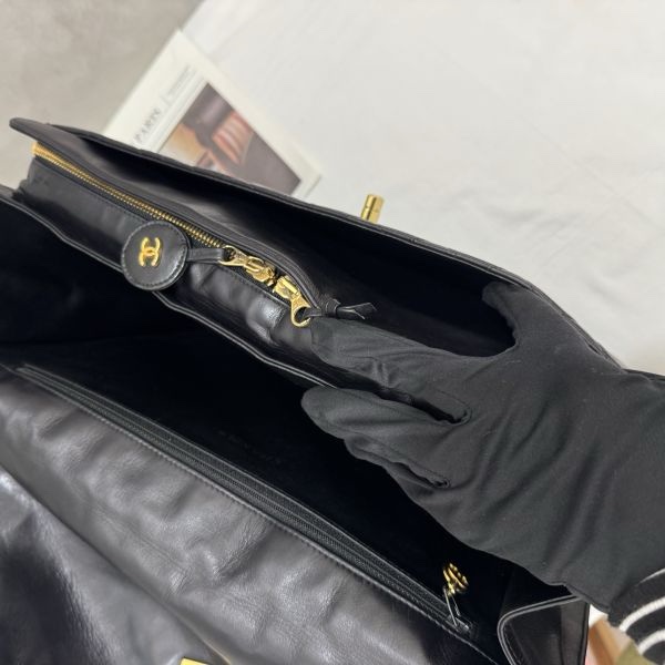 Chanel 手提 黑色公事包 大容量 皮革 二手 中古vintage-21
