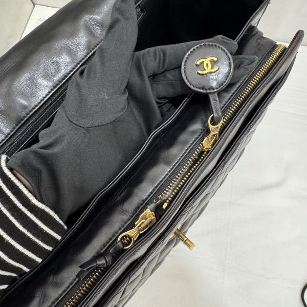 Chanel 手提 黑色公事包 大容量 皮革 二手 中古vintage-22