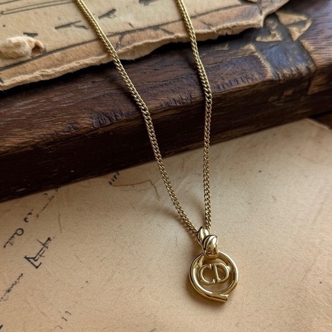 Christian Dior 迪奧 CD logo 鍍金項鏈 頸鏈