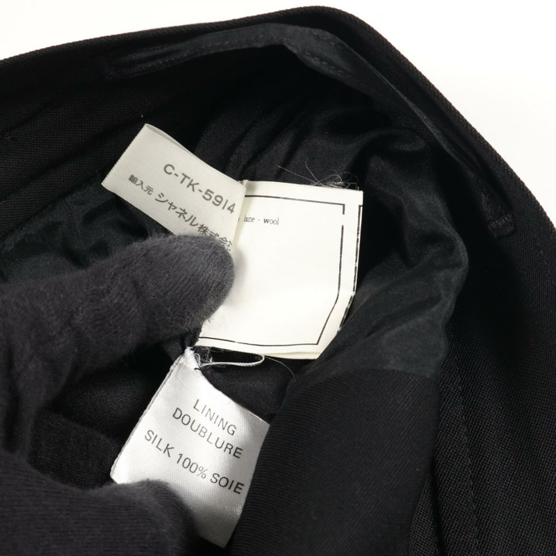 香奈兒 COCO 標誌紐扣半身裙 P04919 羊毛黑色二手女款 38 碼-3