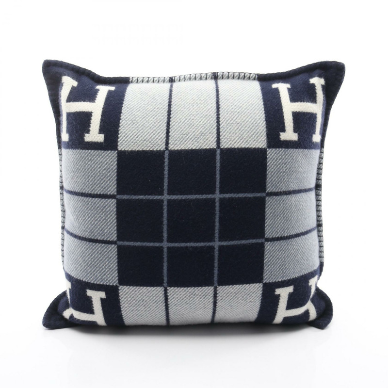 愛馬仕 Avalon 3 PM 羊毛羊絨靠墊枕,海軍藍,二手女款-1