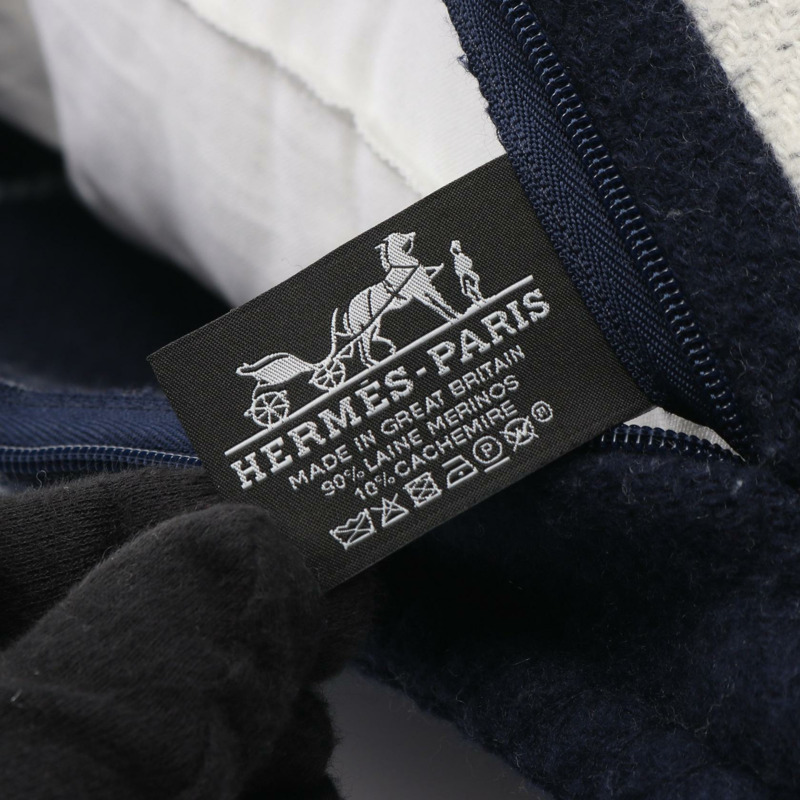 愛馬仕 Avalon 3 PM 羊毛羊絨靠墊枕,海軍藍,二手女款-2