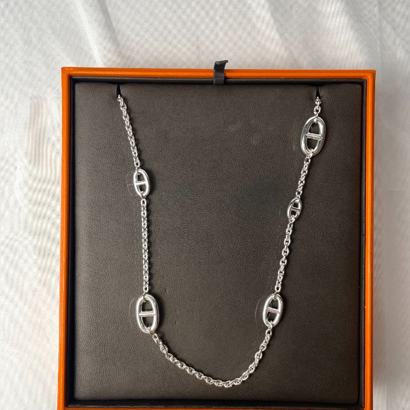 現貨 Hermes純銀豬鼻子鏈-1