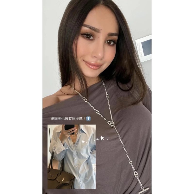 現貨 Hermes純銀豬鼻子鏈-6