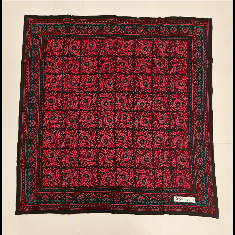 YSL 聖羅蘭緹花絲巾-0