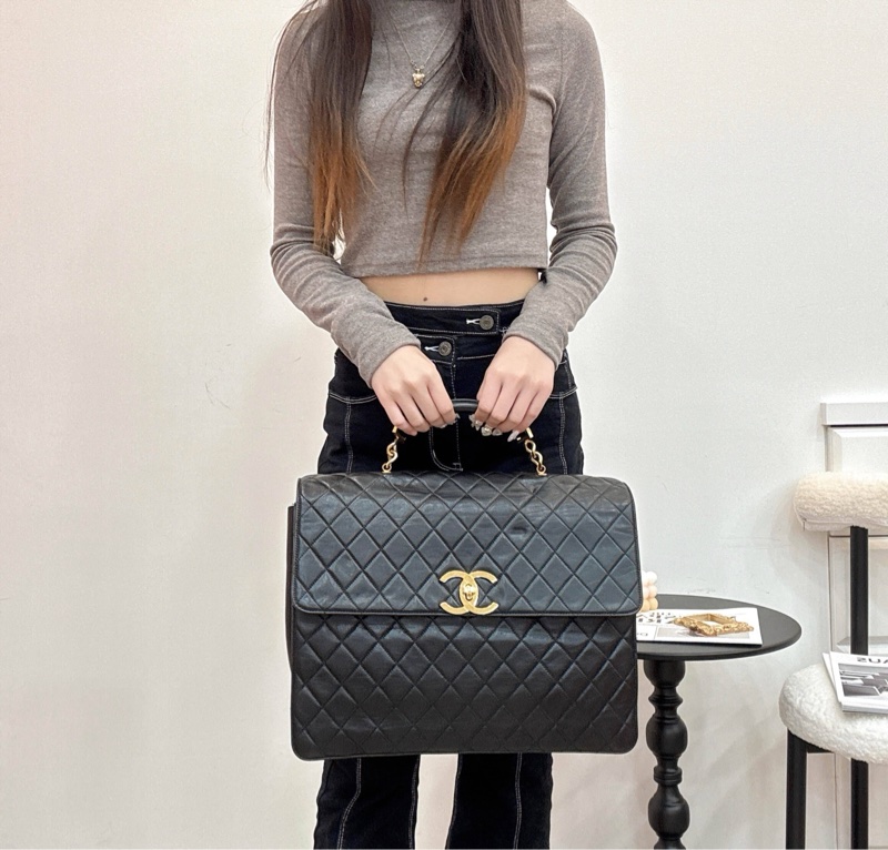 Chanel 手提黑色公事包 辦公包 大容量 vintage 中古 二手-2