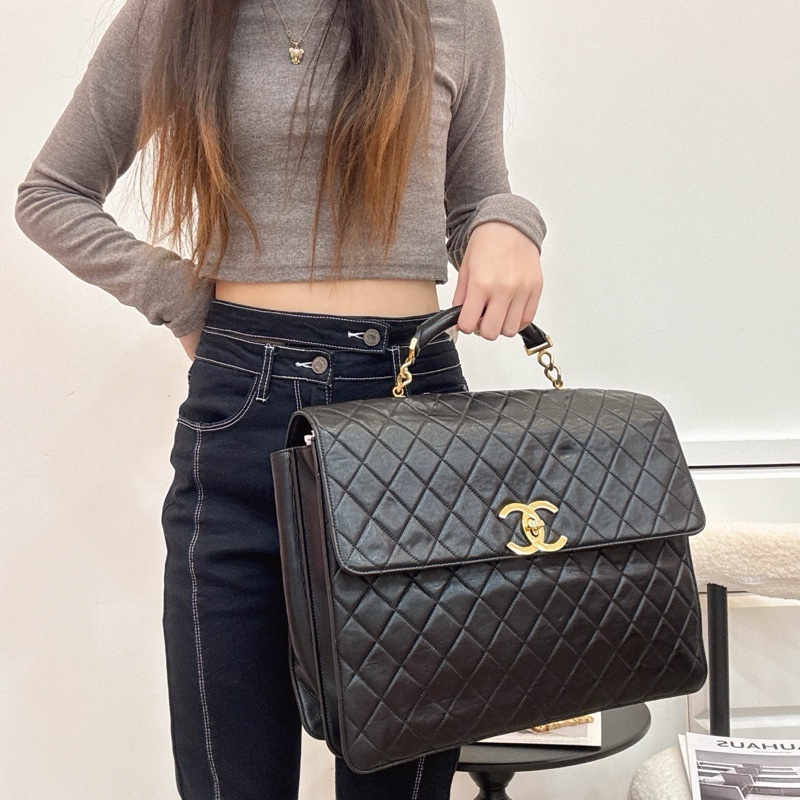 Chanel 手提黑色公事包 辦公包 大容量 vintage 中古 二手-3