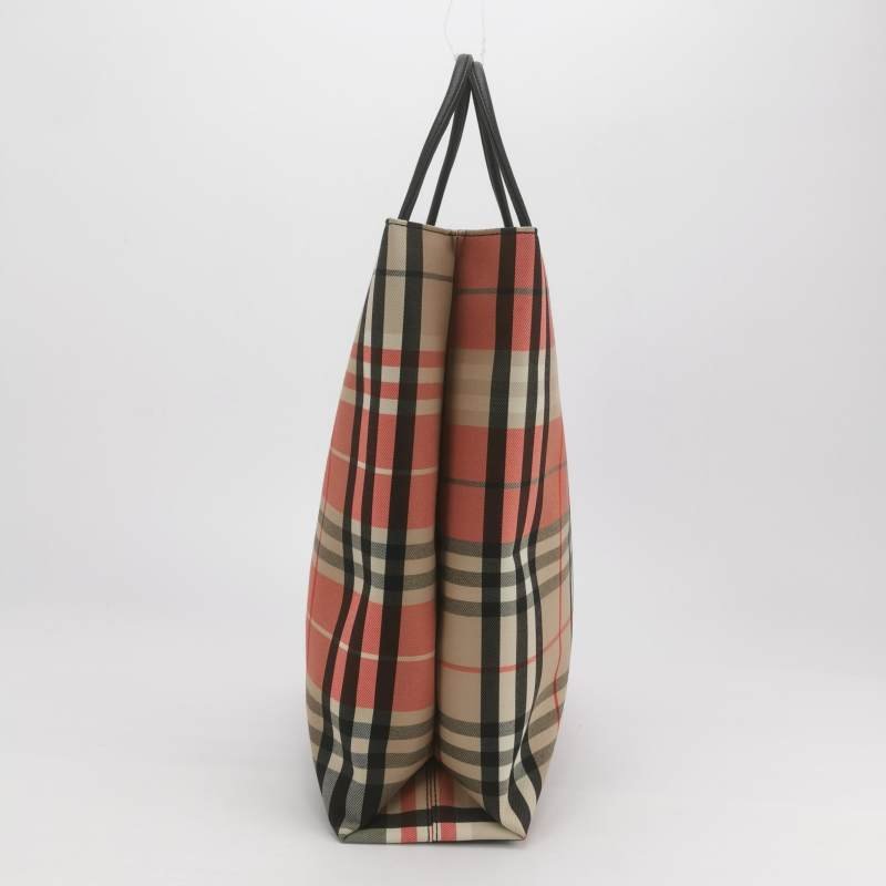 Burberry尼龍布拼色格紋按扣手提包-2