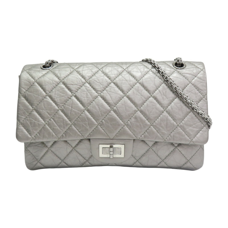 銀色 羊皮 2.55 肩背包 A37590 (無卡)【CHANEL 香奈兒】 A37590-0