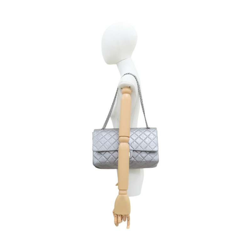 銀色 羊皮 2.55 肩背包 A37590 (無卡)【CHANEL 香奈兒】 A37590-15