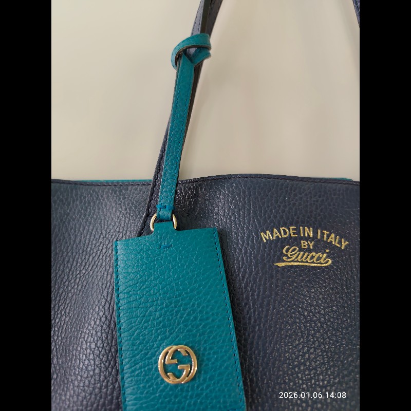 Gucci深藍拼孔雀藍 SWING大號-4