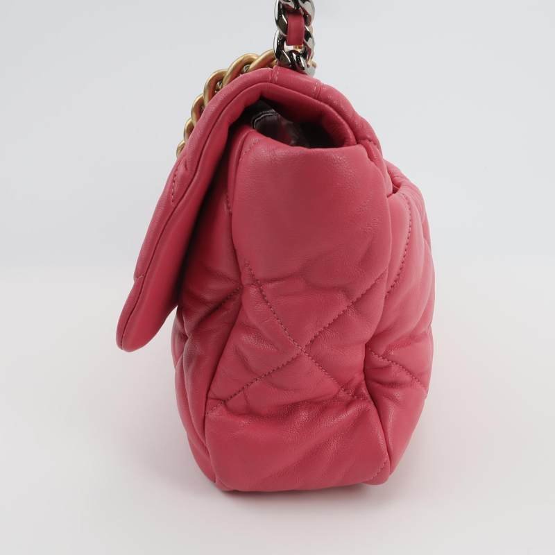 Chanel 19Bag大號羊皮菱格絎縫穿皮雙C扣斜挎包單肩包-2