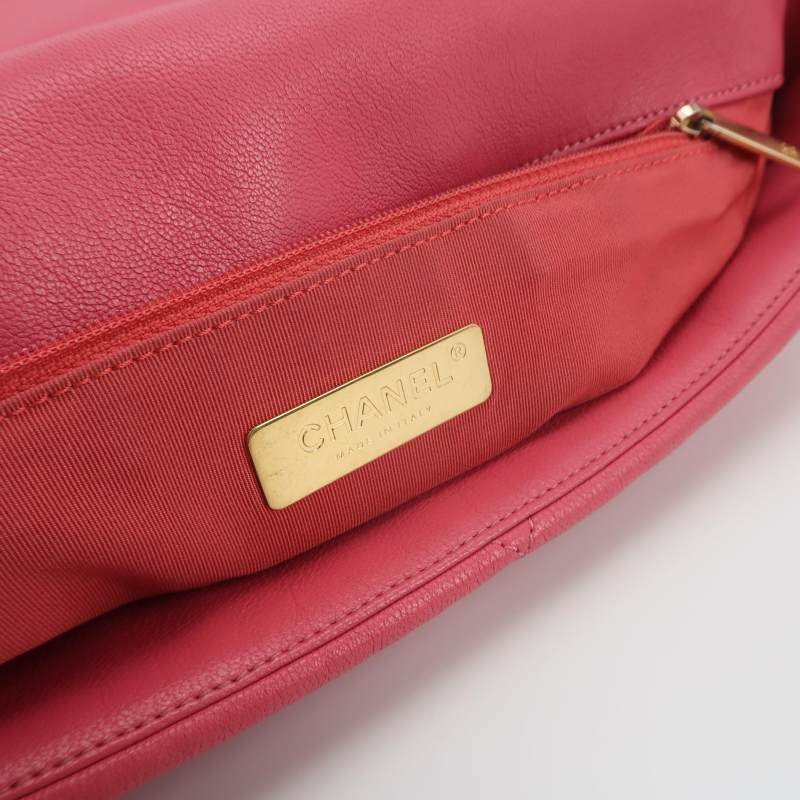 Chanel 19Bag大號羊皮菱格絎縫穿皮雙C扣斜挎包單肩包-21