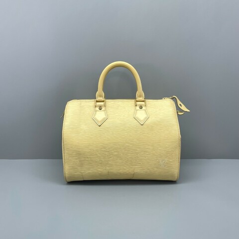 LV speedy 水波纹黃色中古款手提包27*19*15