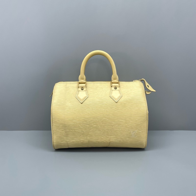 LV speedy 水波纹黃色中古款手提包27*19*15-0