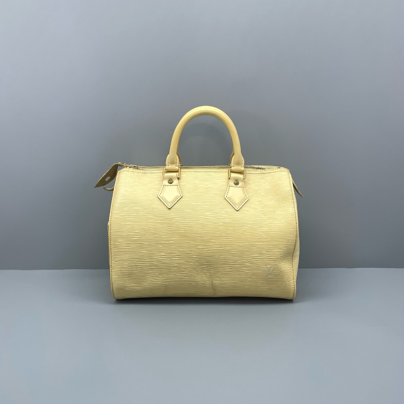 LV speedy 水波纹黃色中古款手提包27*19*15-1