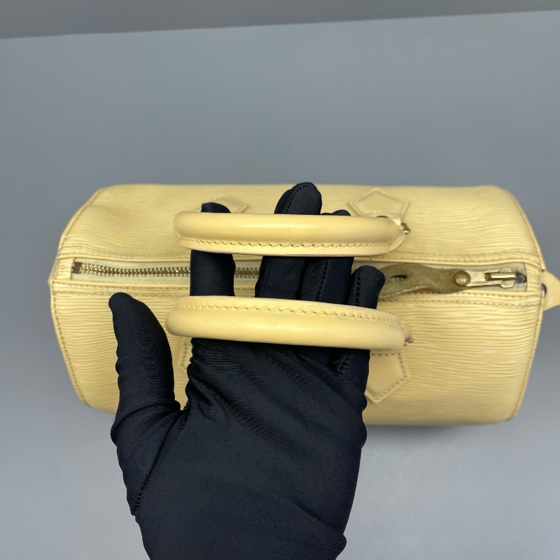 LV speedy 水波纹黃色中古款手提包27*19*15-2