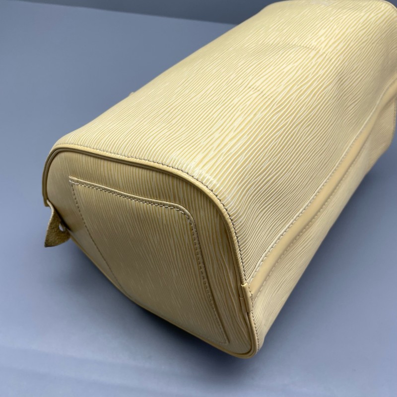 LV speedy 水波纹黃色中古款手提包27*19*15-5