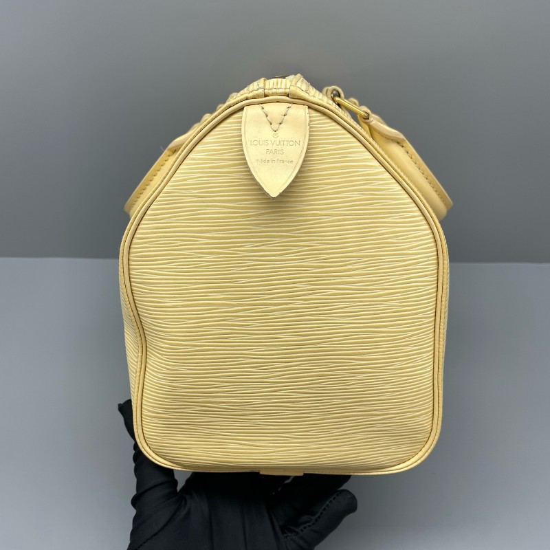 LV speedy 水波纹黃色中古款手提包27*19*15-7