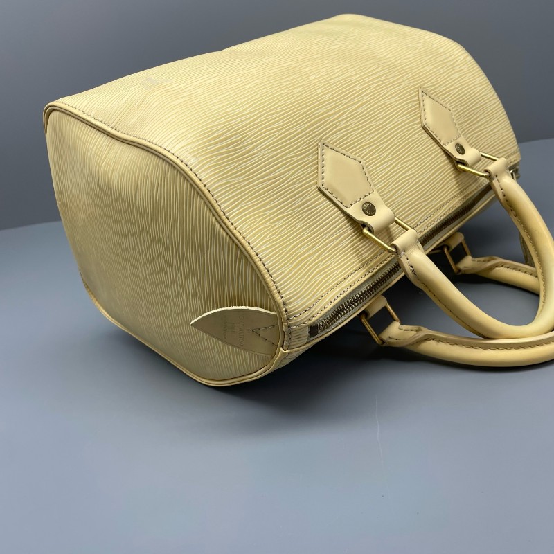 LV speedy 水波纹黃色中古款手提包27*19*15-11