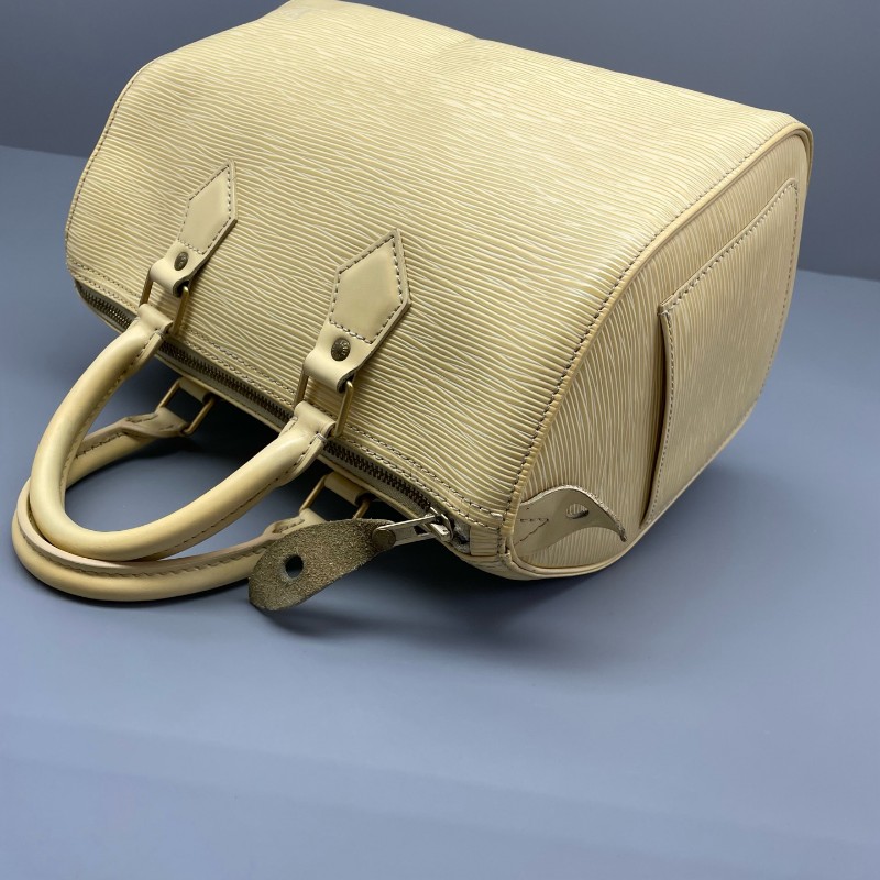 LV speedy 水波纹黃色中古款手提包27*19*15-12