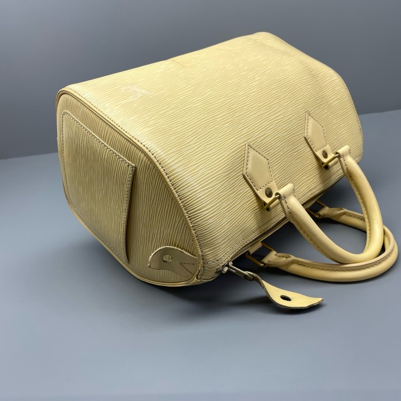 LV speedy 水波纹黃色中古款手提包27*19*15-15