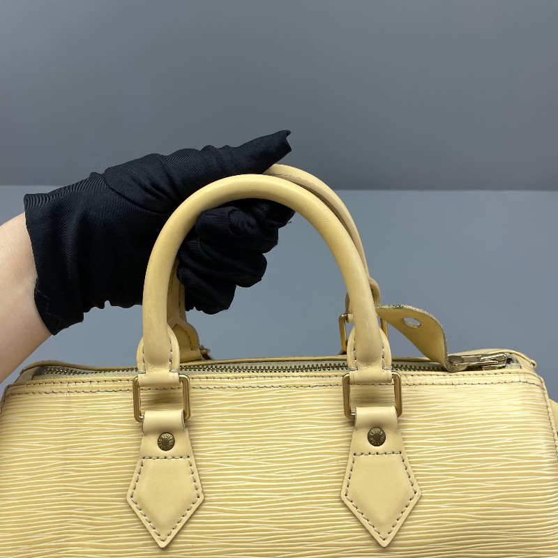 LV speedy 水波纹黃色中古款手提包27*19*15-17