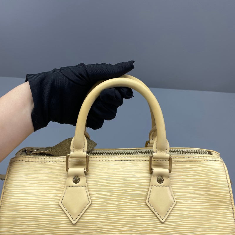 LV speedy 水波纹黃色中古款手提包27*19*15-19