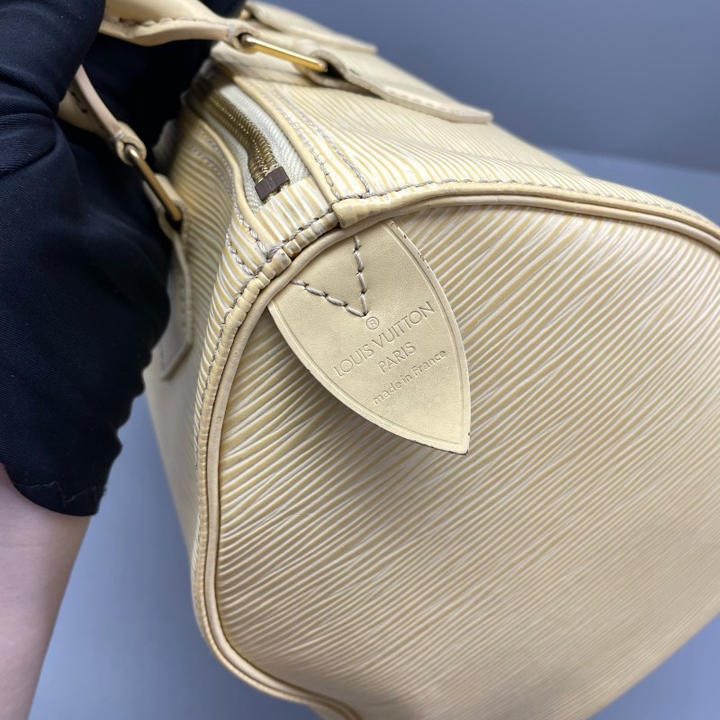 LV speedy 水波纹黃色中古款手提包27*19*15-22