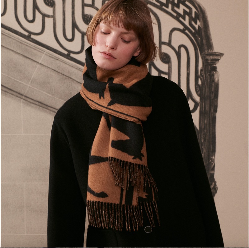 全新 清貨🧡 Hermes muffler cashmere 頸巾 羊绒 圍巾  🐴Casaque Tete a Queue-6