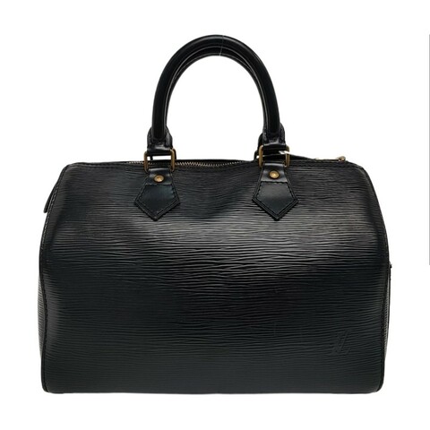 LOUIS VUITTON SPEEDY 25 黑色EPI牛皮水波紋波士頓包手提包金色五金中古款