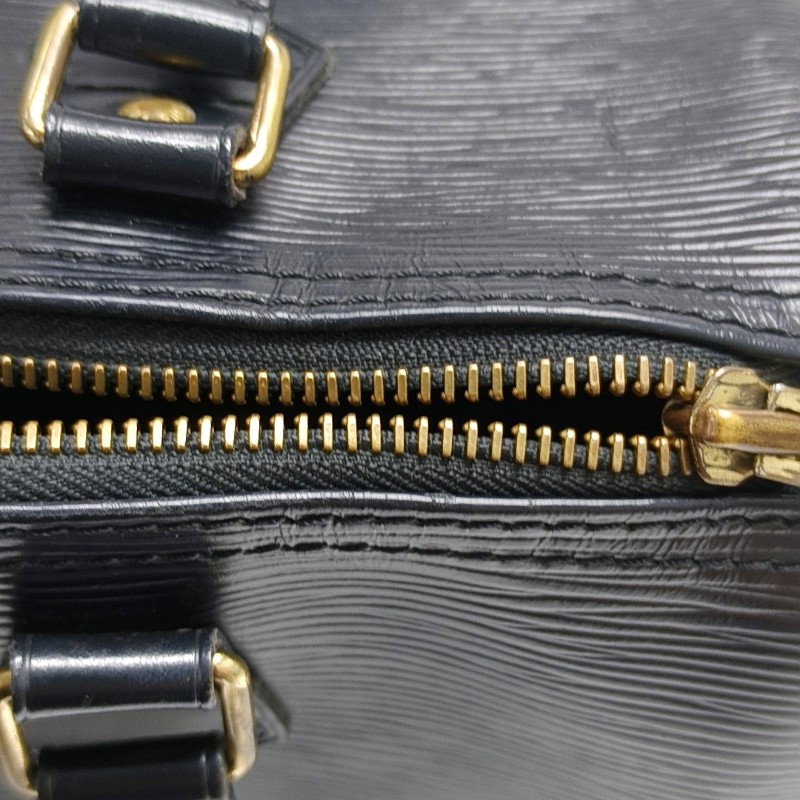 LOUIS VUITTON SPEEDY 25 黑色EPI牛皮水波紋波士頓包手提包金色五金中古款-19