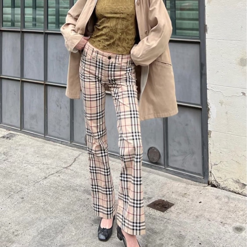 BURBERRY 藍標 經典格紋戰馬彈性長褲-0