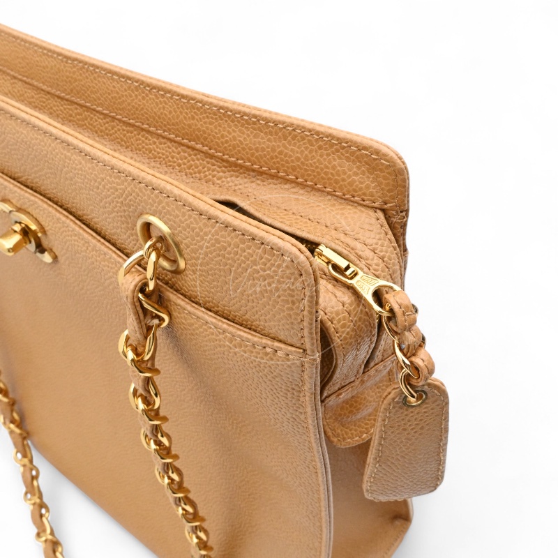 [Pre-owned] Chanel Beige Caviar Tote Bag-5