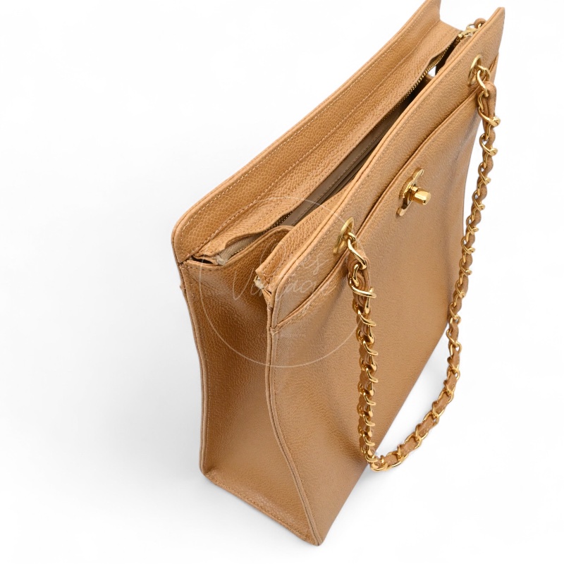 [Pre-owned] Chanel Beige Caviar Tote Bag-7