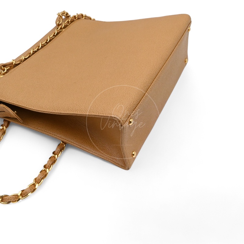 [Pre-owned] Chanel Beige Caviar Tote Bag-13