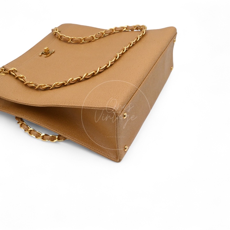 [Pre-owned] Chanel Beige Caviar Tote Bag-15