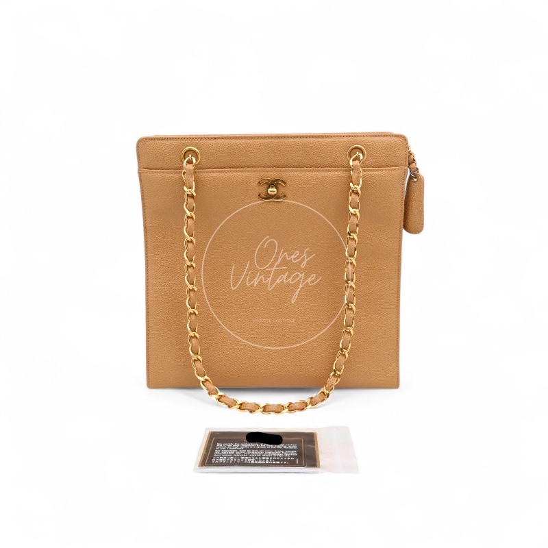 [Pre-owned] Chanel Beige Caviar Tote Bag-28