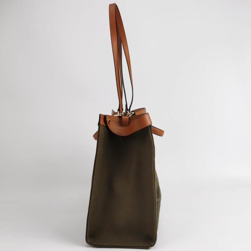 Fendi X-Tote中號牛皮帆布帆布手袋同色系FF浮凸圖案刺繡單肩包-3