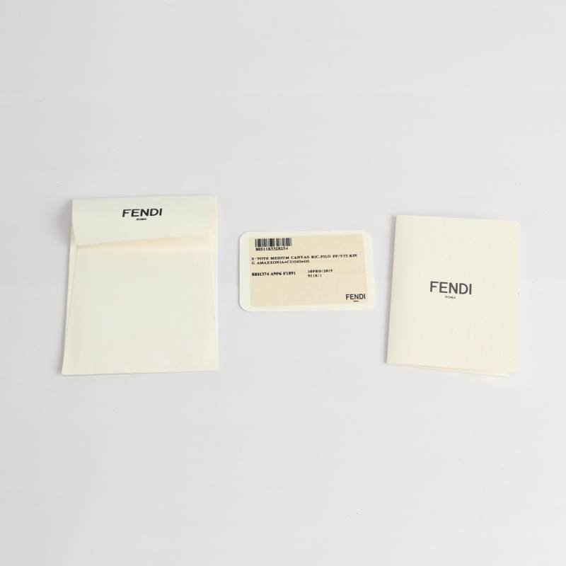 Fendi X-Tote中號牛皮帆布帆布手袋同色系FF浮凸圖案刺繡單肩包-8