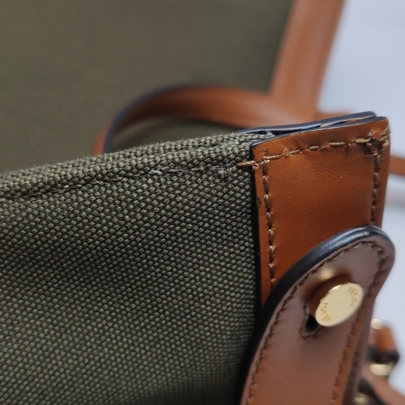 Fendi X-Tote中號牛皮帆布帆布手袋同色系FF浮凸圖案刺繡單肩包-12