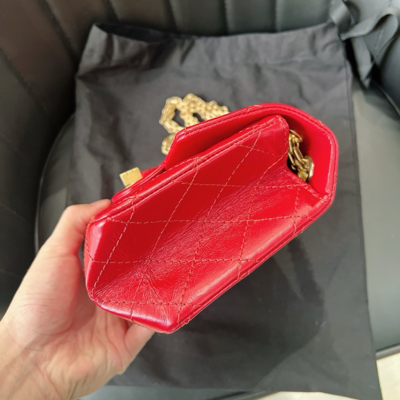 香奈兒 CHANEL 2.55 mini 紅金牛皮鍊條包-2